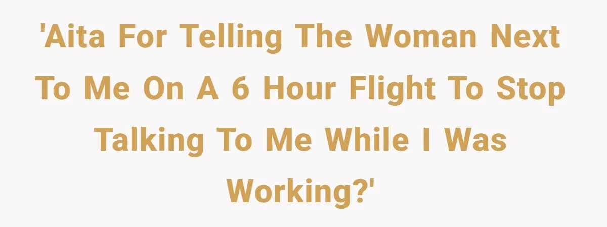 'AITA for telling the woman next to me on a 6 hour flight to stop talking to me while I was working?'