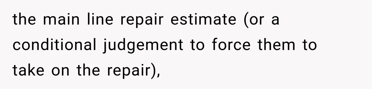 the main line repair estimate (or a conditional judgement to force them to take on the repair),