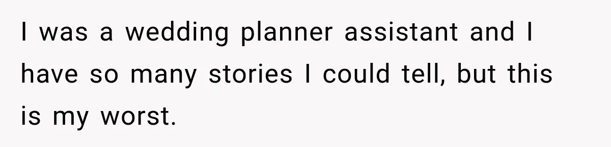 I was a wedding planner assistant and I have so many stories I could tell, but this is my worst.