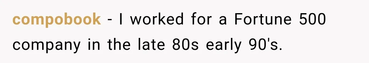 compobook − I worked for a Fortune 500 company in the late 80s early 90's.