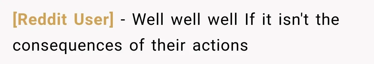 [Reddit User] − Well well well If it isn't the consequences of their actions