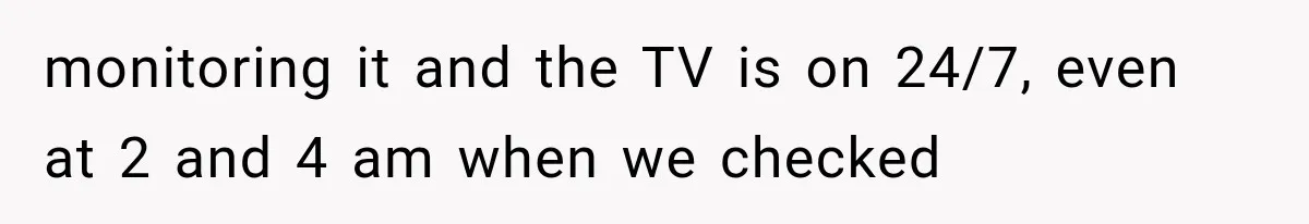 monitoring it and the TV is on 24/7, even at 2 and 4 am when we checked