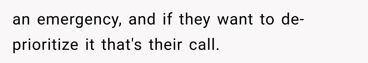 an emergency, and if they want to de-prioritize it that's their call.