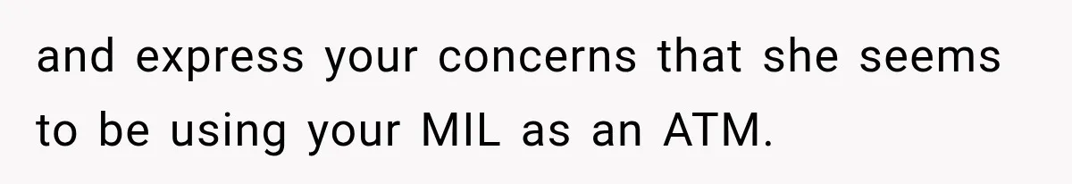 Woman Asks SIL to Stop Planning Visits to Her House, Then Gets Accused of Not Liking Her and express your concerns that she seems to be using your MIL as an ATM.