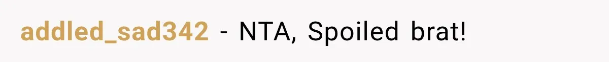 addled_sad342 − NTA, Spoiled brat!