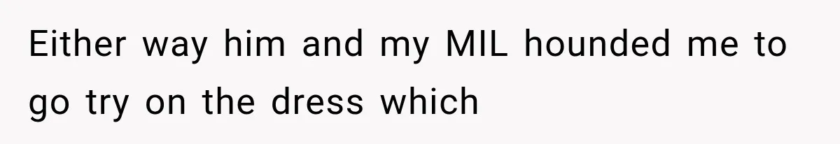 Either way him and my MIL hounded me to go try on the dress which