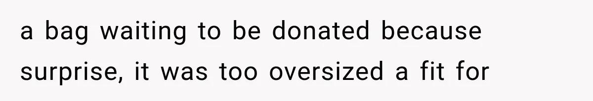 a bag waiting to be donated because surprise, it was too oversized a fit for