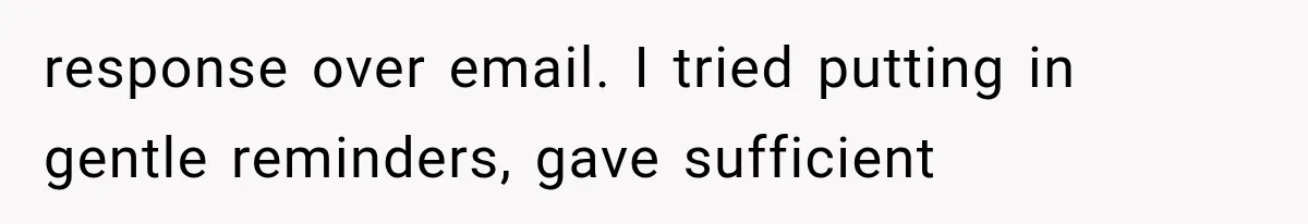 response over email. I tried putting in gentle reminders, gave sufficient