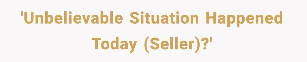 'Unbelievable situation happened today (seller)?'