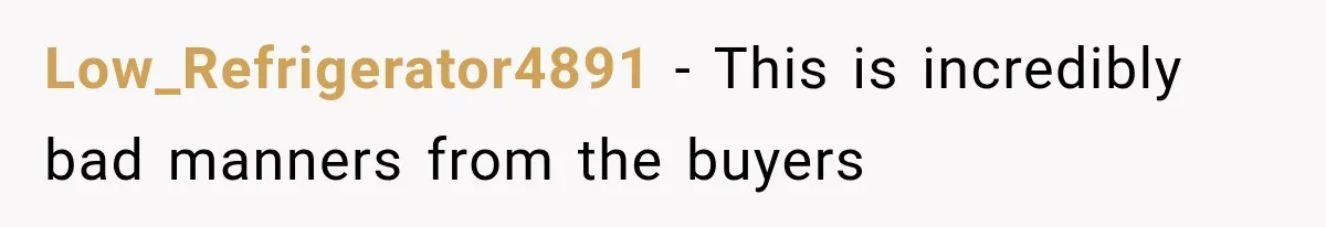 Low_Refrigerator4891 − This is incredibly bad manners from the buyers