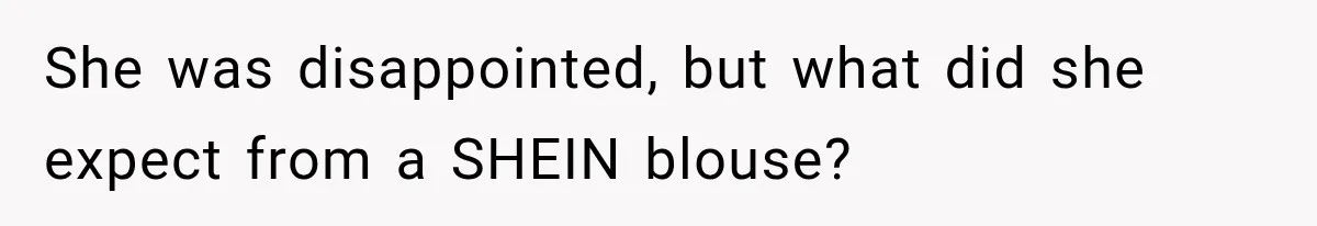 She was disappointed, but what did she expect from a SHEIN blouse?