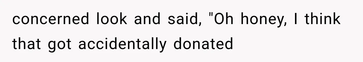 concerned look and said, "Oh honey, I think that got accidentally donated