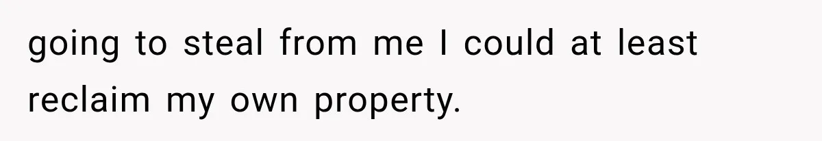 going to steal from me I could at least reclaim my own property.