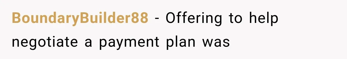 BoundaryBuilder88 − Offering to help negotiate a payment plan was