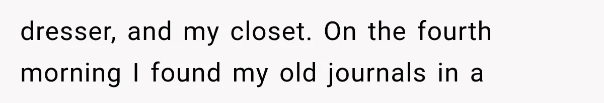 dresser, and my closet. On the fourth morning I found my old journals in a