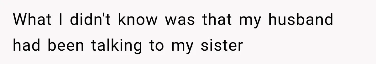 What I didn't know was that my husband had been talking to my sister