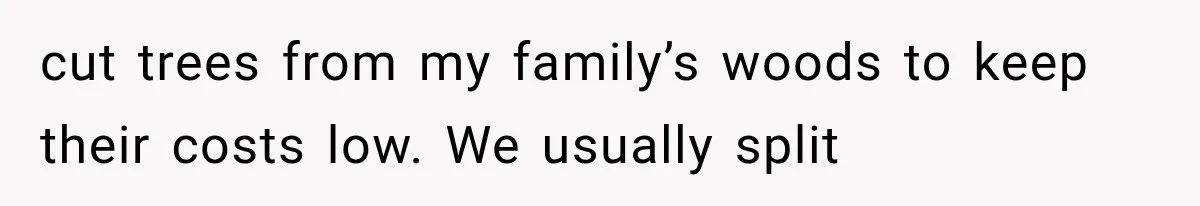 Mom Gets Locked Outside Barefoot With Her Toddler, Then MIL Refuses the Spare Key Because She Hasn’t Showered cut trees from my family’s woods to keep their costs low. We usually split
