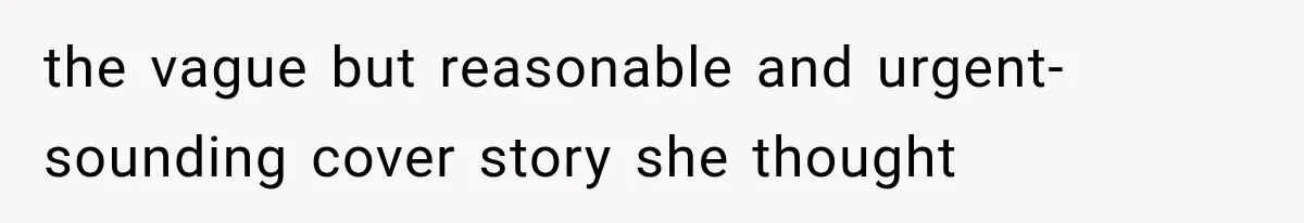 the vague but reasonable and urgent-sounding cover story she thought