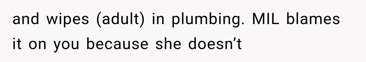 and wipes (adult) in plumbing. MIL blames it on you because she doesn’t