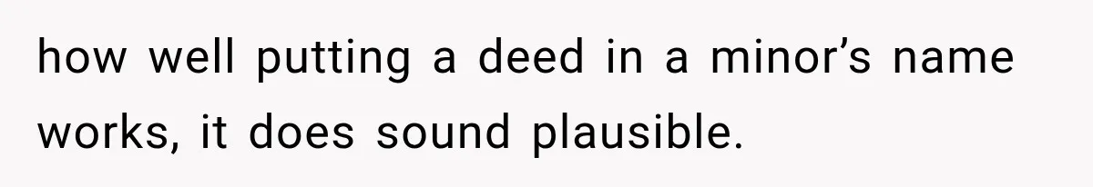 how well putting a deed in a minor’s name works, it does sound plausible.