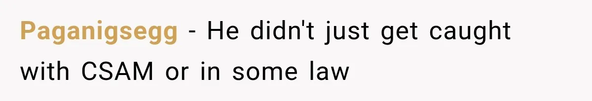 Paganigsegg − He didn't just get caught with CSAM or in some law