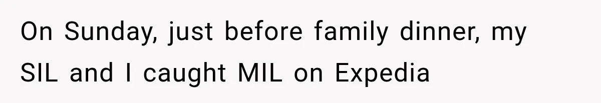 MIL Secretly Books the Same Vacation, Then Calls the Couple Selfish When They Change Trips Without Telling Her On Sunday, just before family dinner, my SIL and I caught MIL on Expedia