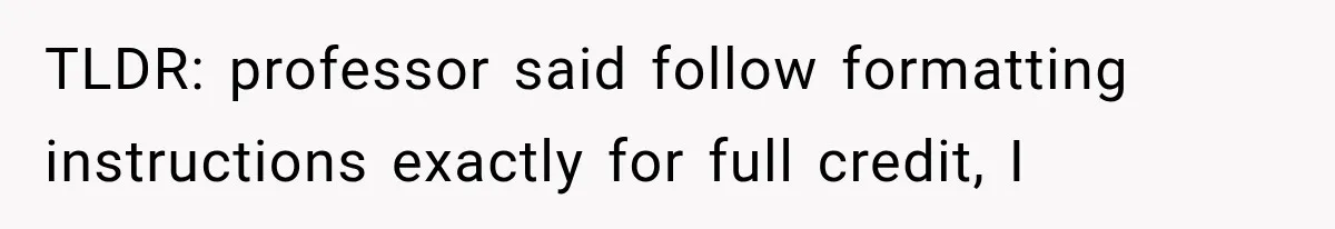 TLDR: professor said follow formatting instructions exactly for full credit, I