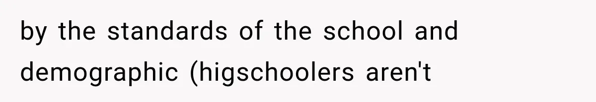 by the standards of the school and demographic (higschoolers aren't