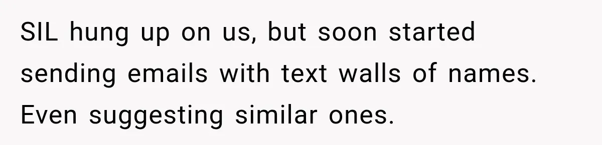 SIL hung up on us, but soon started sending emails with text walls of names. Even suggesting similar ones.