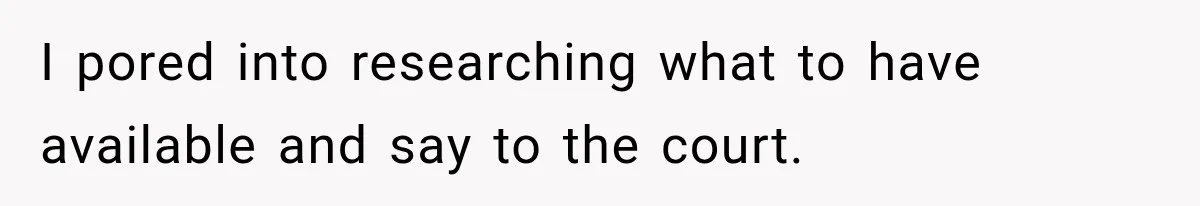 I pored into researching what to have available and say to the court.