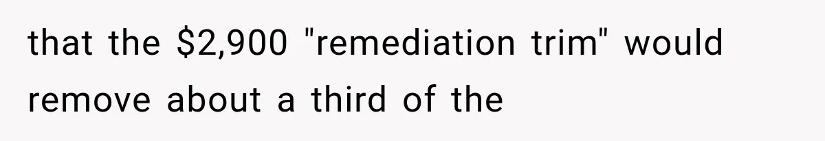 that the $2,900 "remediation trim" would remove about a third of the