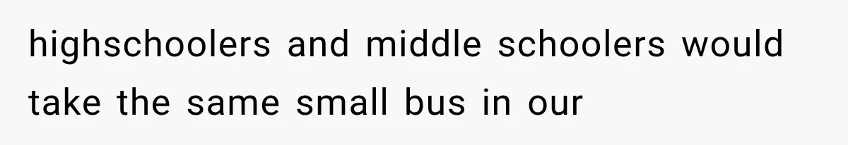highschoolers and middle schoolers would take the same small bus in our