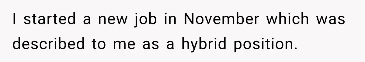 I started a new job in November which was described to me as a hybrid position.