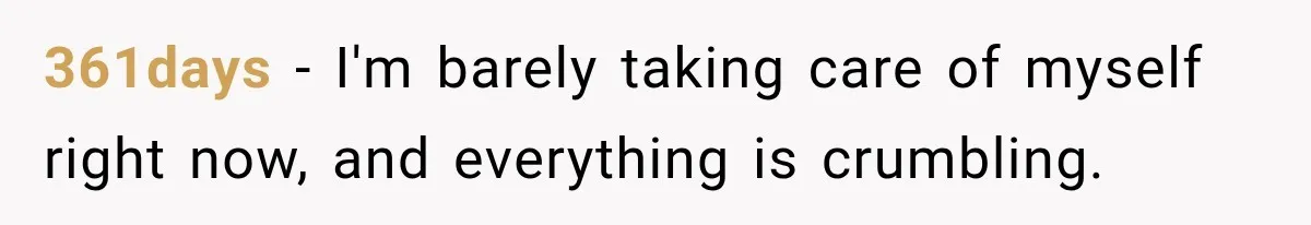 361days − I'm barely taking care of myself right now, and everything is crumbling.