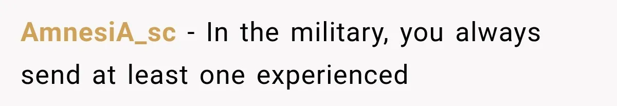 AmnesiA_sc − In the military, you always send at least one experienced