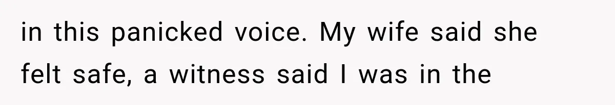 in this panicked voice. My wife said she felt safe, a witness said I was in the