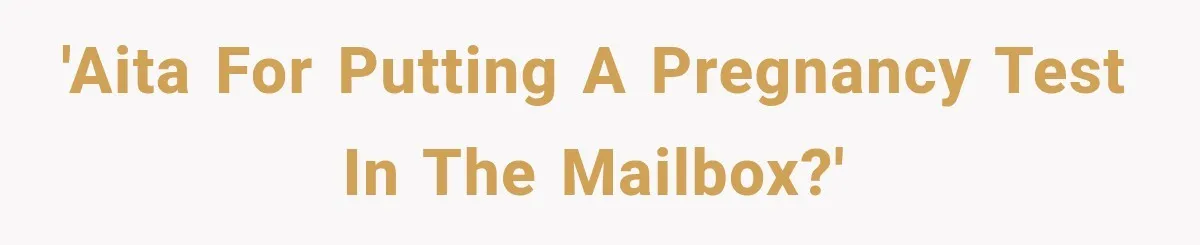 'AITA for putting a pregnancy test in the mailbox?'