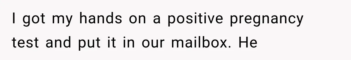 I got my hands on a positive pregnancy test and put it in our mailbox. He