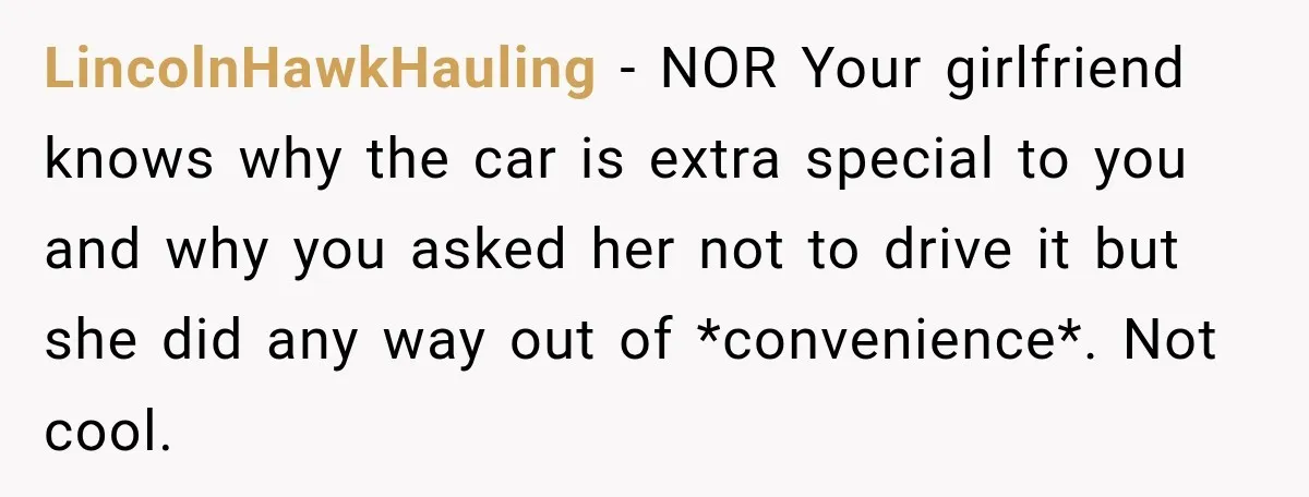 LincolnHawkHauling − NOR Your girlfriend knows why the car is extra special to you and why you asked her not to drive it but she did any way out of...