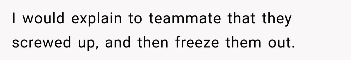 I would explain to teammate that they screwed up, and then freeze them out.