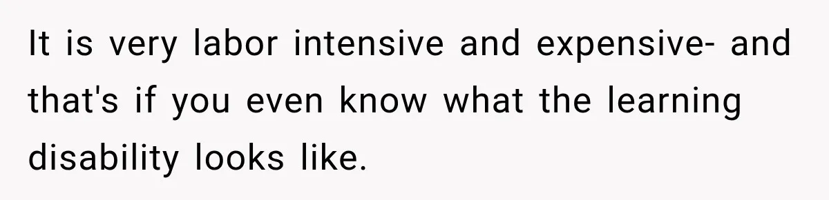 It is very labor intensive and expensive- and that's if you even know what the learning disability looks like.