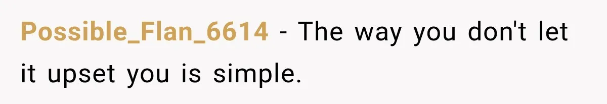Possible_Flan_6614 − The way you don't let it upset you is simple.