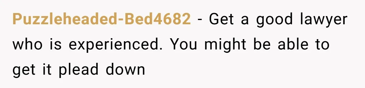 Puzzleheaded-Bed4682 − Get a good lawyer who is experienced. You might be able to get it plead down