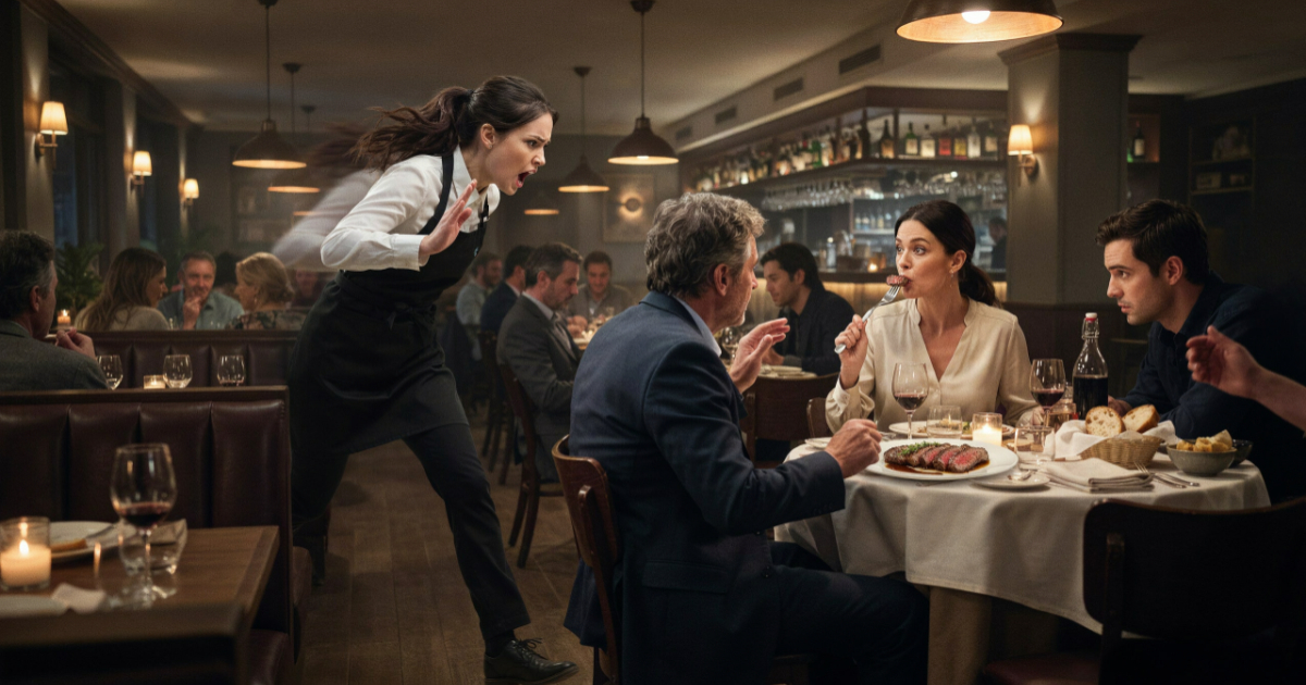 Waitress Screams Across Steakhouse and Snatches Mom’s Plate Seconds Before a Dangerous Allergy Mistake Waitress Screams Across Steakhouse and Snatches Mom’s Plate Seconds Before a Dangerous Allergy Mistake