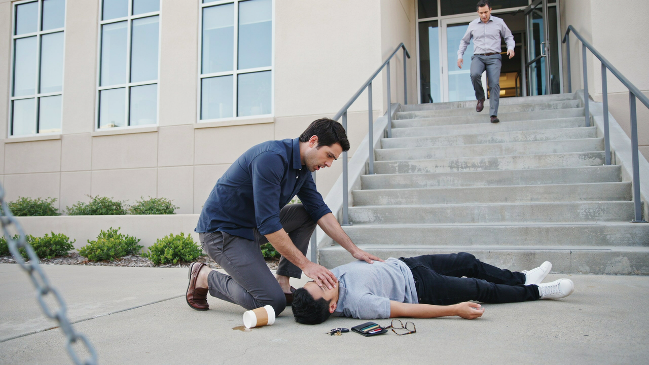 Office Worker Takes a Routine Break With His Friend, Then Watches Him Suddenly Collapse Down 30 Concrete Steps