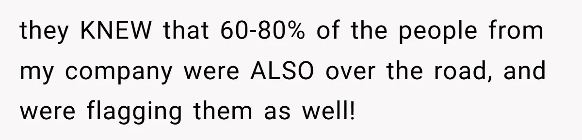 they KNEW that 60-80% of the people from my company were ALSO over the road, and were flagging them as well!
