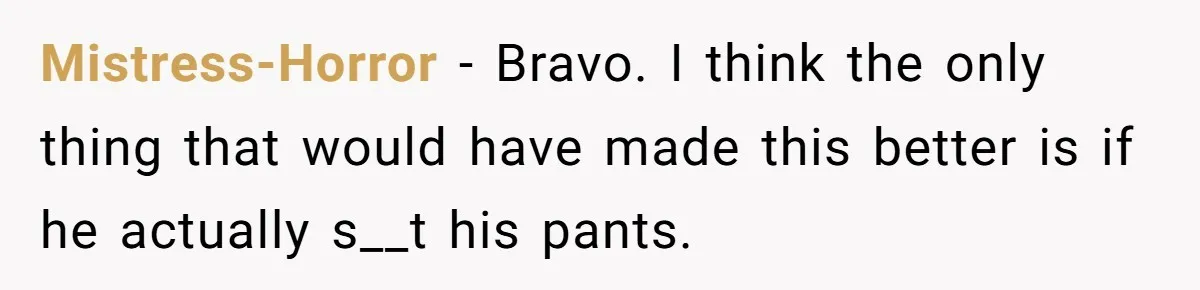 Mistress-Horror − Bravo. I think the only thing that would have made this better is if he actually s__t his pants.