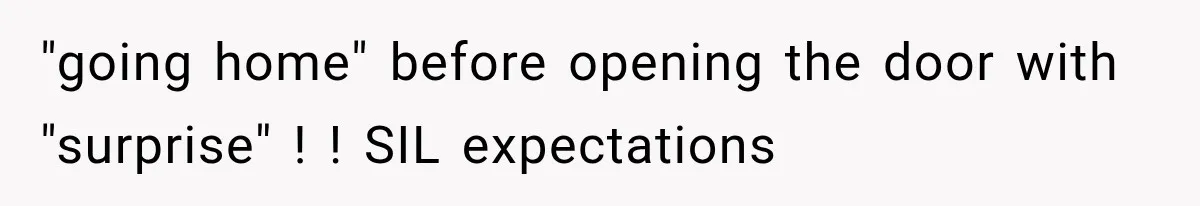 "going home" before opening the door with "surprise" ! ! SIL expectations