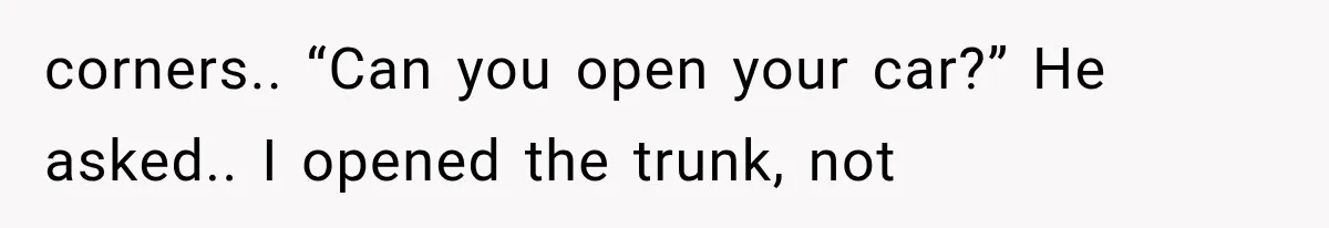 corners.. “Can you open your car?” He asked.. I opened the trunk, not