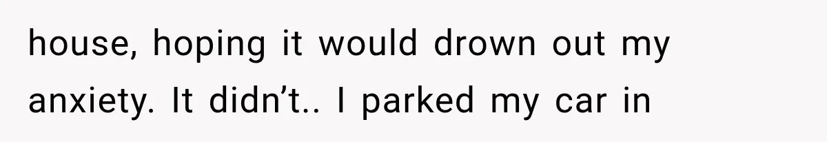 house, hoping it would drown out my anxiety. It didn’t.. I parked my car in